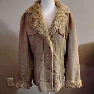 Braetan Beige Corduroy Teddy-Trim Jacket